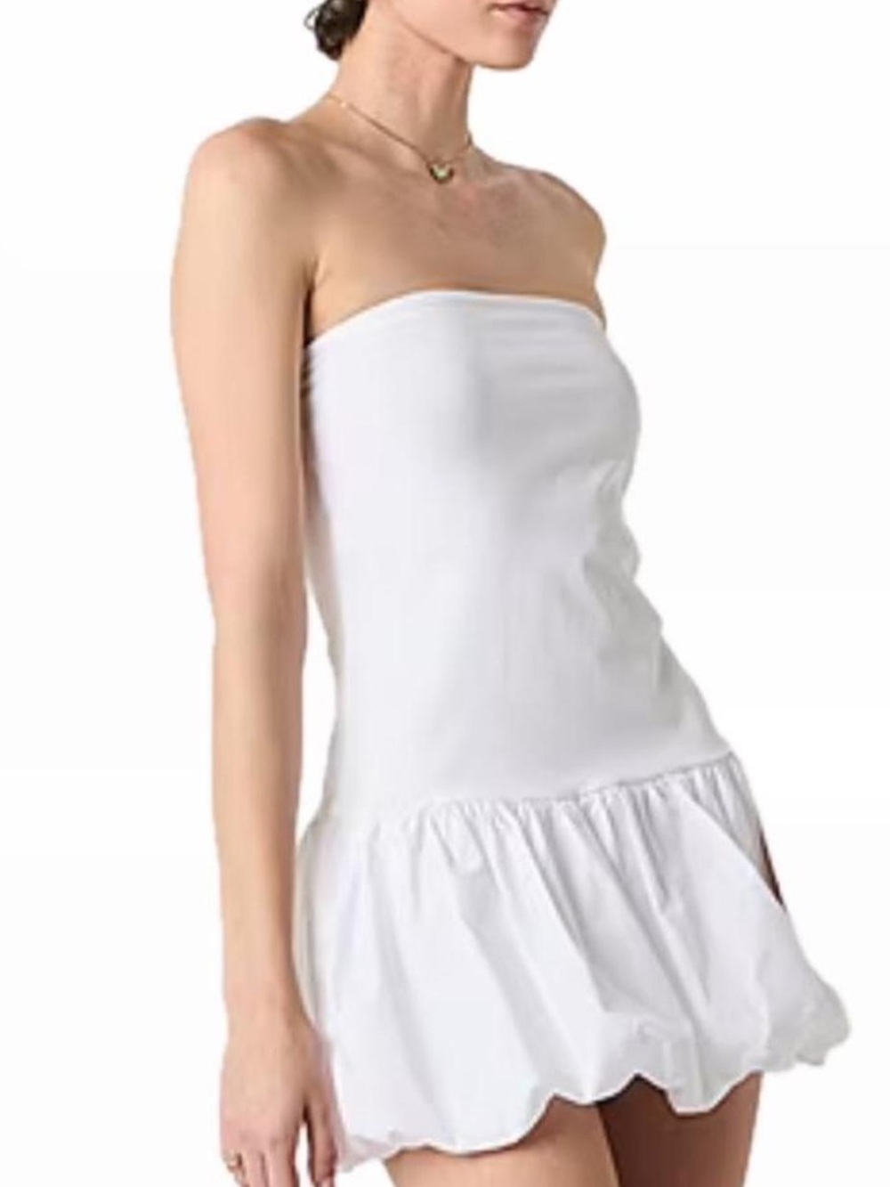 Arizona Jean Company White Strapless Bubble Hem Dress